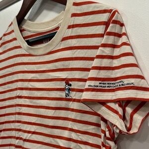 Uniqlo Red and White Striped Short Sleeve Tee